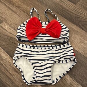 Kids Swimwear Set with Red Bow